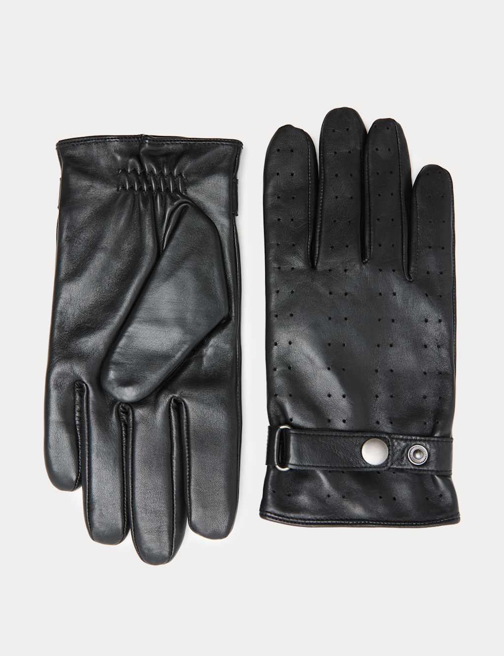 Autograph Leather Perforated Gloves Black