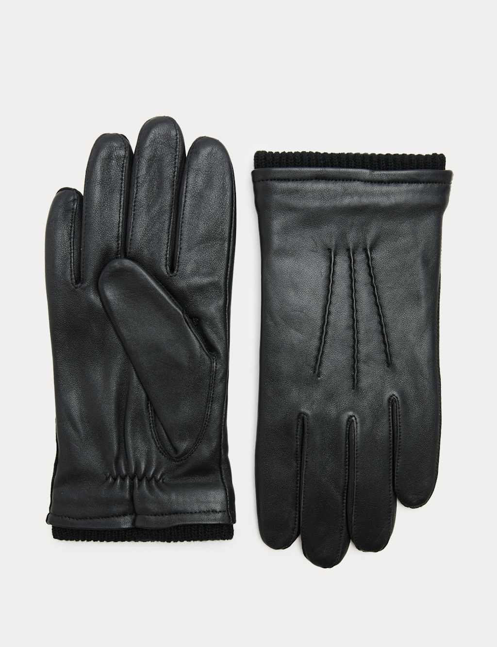 M&S Leather Cuffed Gloves Black