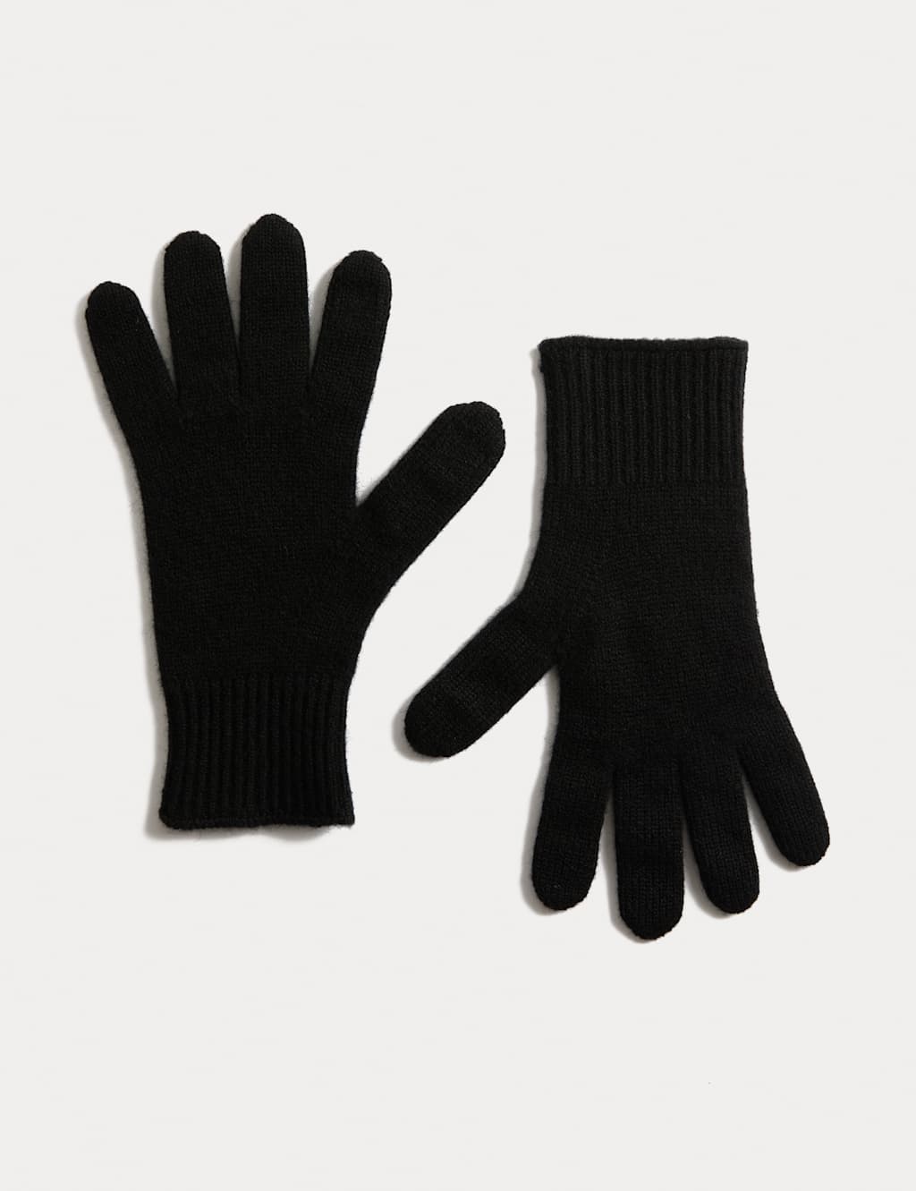Autograph Men's Pure Cashmere Knitted Gloves - Black, Black,Charcoal