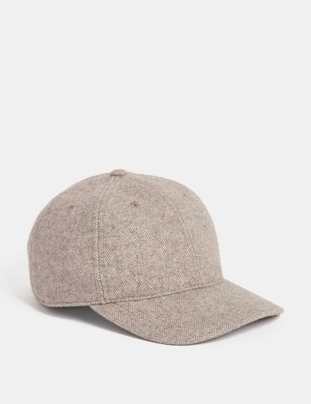 M&S Herringbone Baseball Cap with Wool Natural Mix