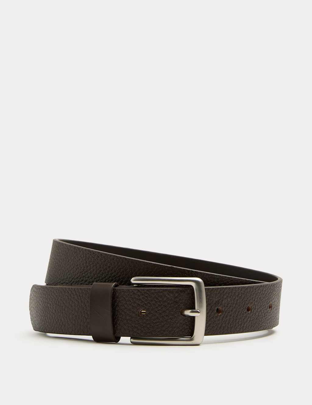 M&S Men's Leather Textured Belt - 30-32 - Brown