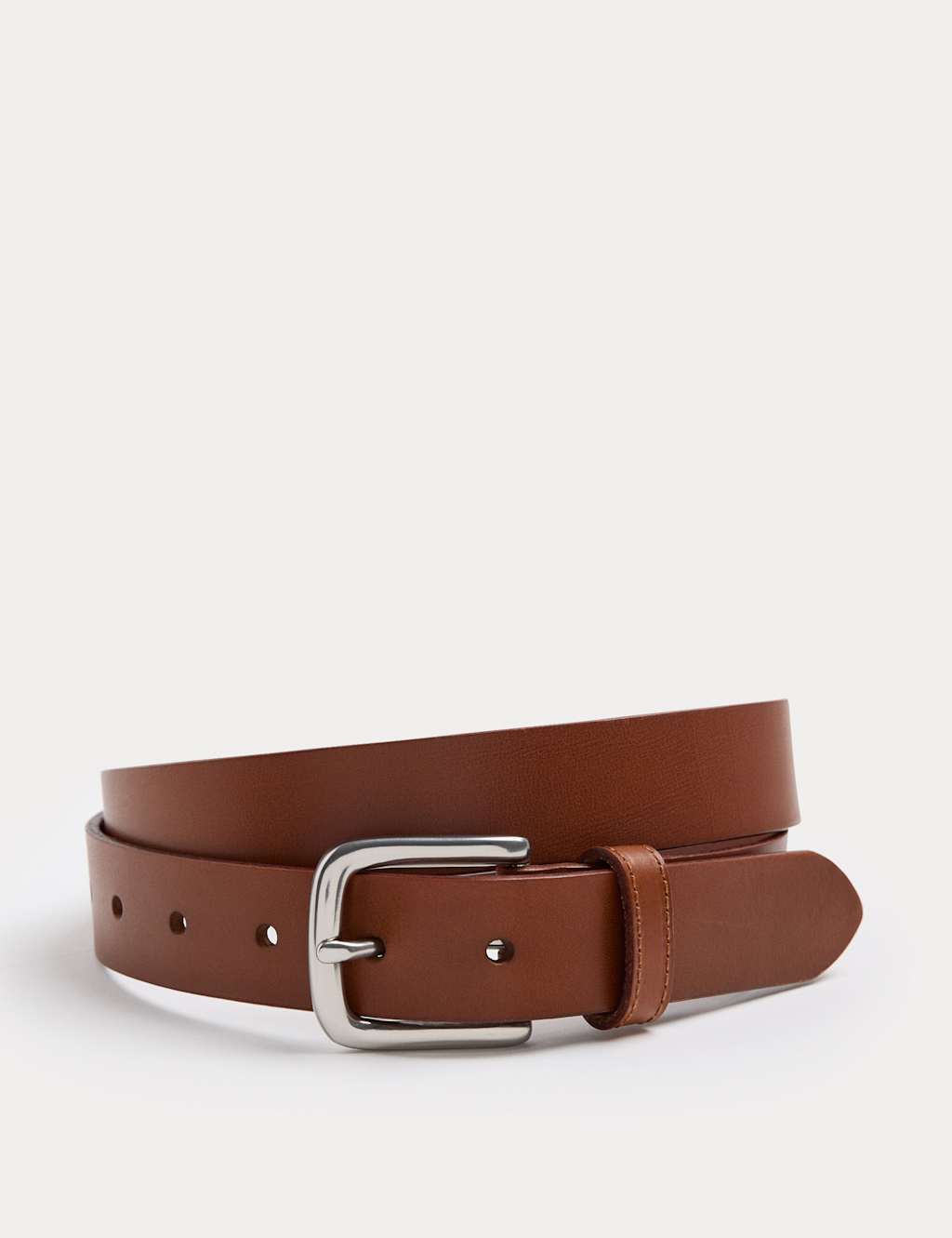M&S Men's Slim Leather Belt - 34-36 - Light Tan
