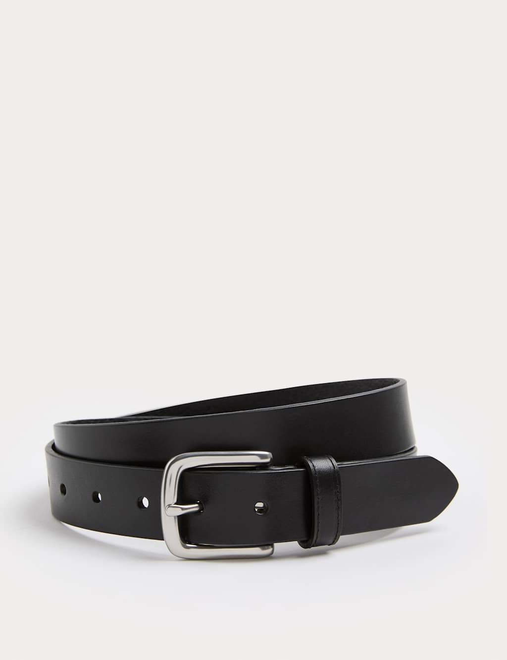M&S Men's Slim Leather Belt - 38-40 - Black