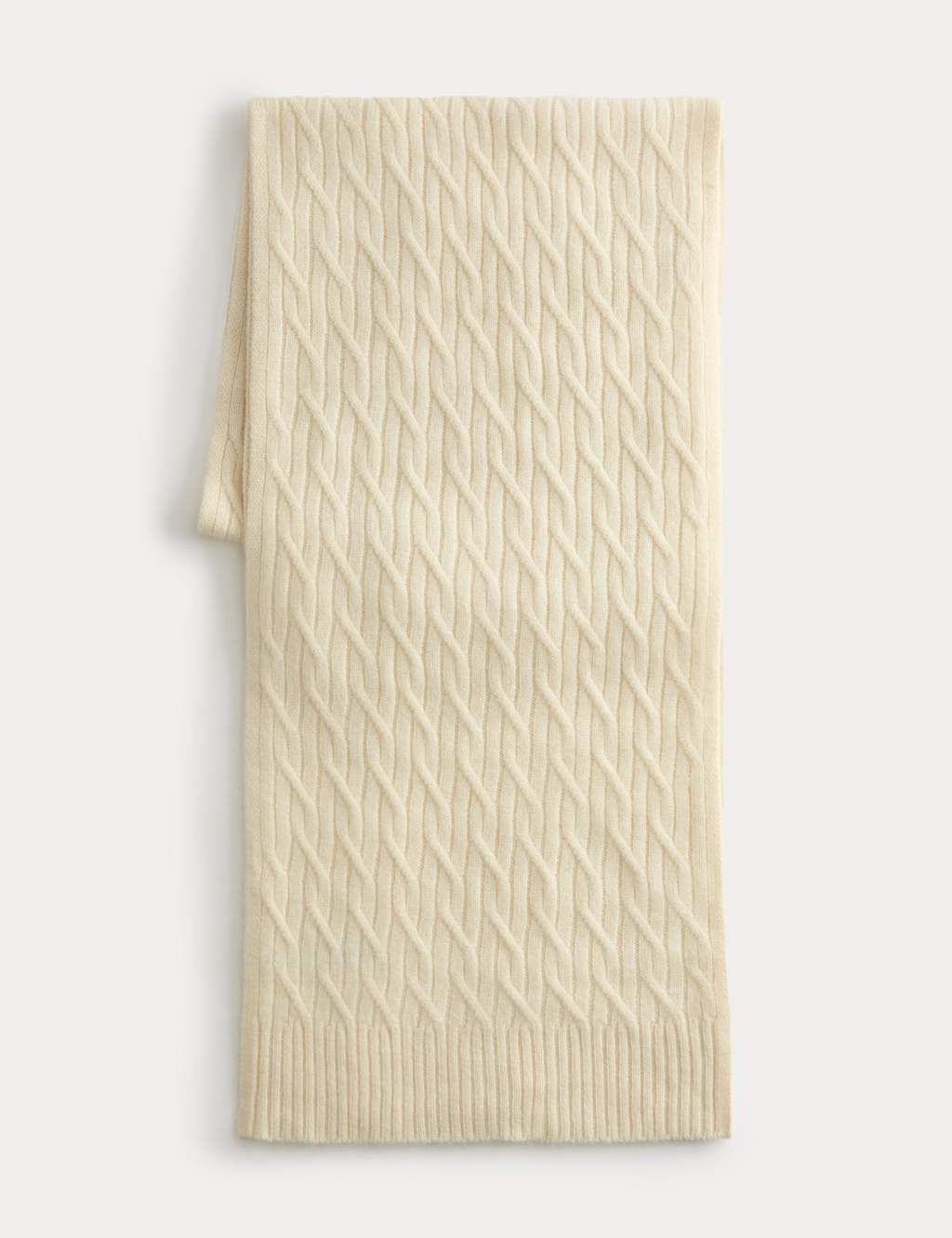Men's Jaeger Cashmere Cable Knit Scarf - Ecru, Ecru