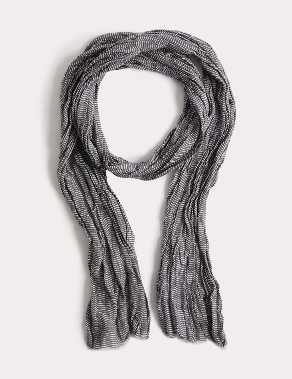 M&S Men's Striped Scarf - Grey Mix