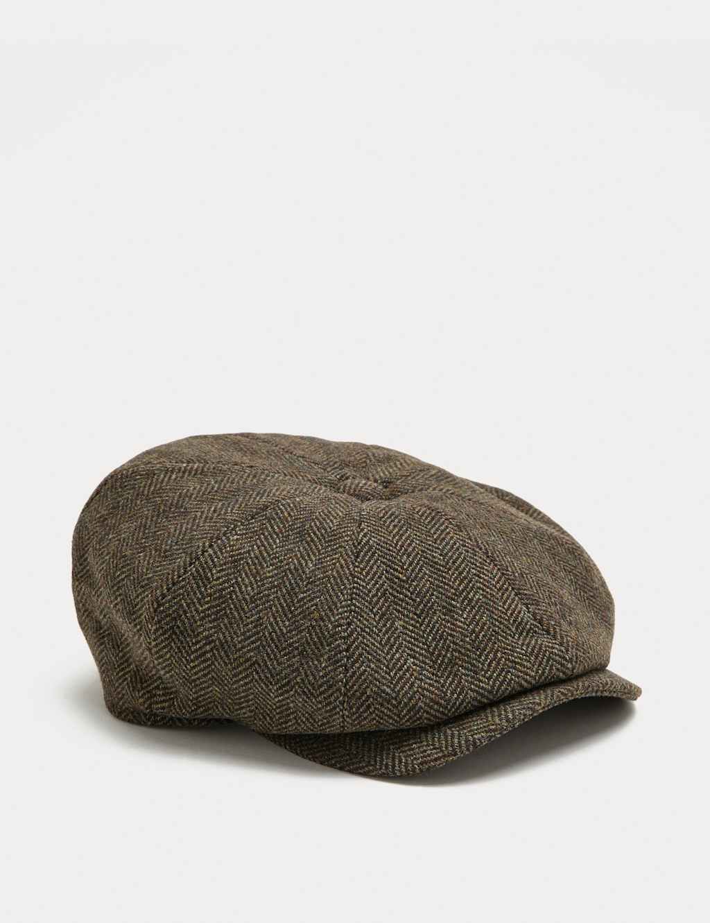 M&S Herringbone Baker Boy Hat Khaki Mix