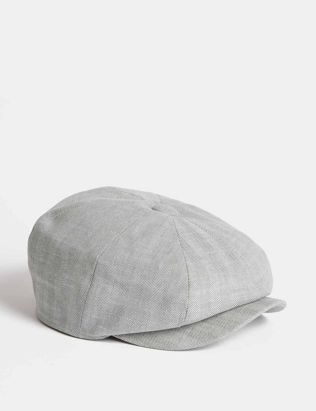 Cotton Linen Herringbone Baker Boy Hat