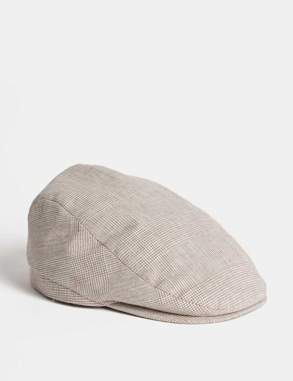 Linen Cotton Checked Flatcap