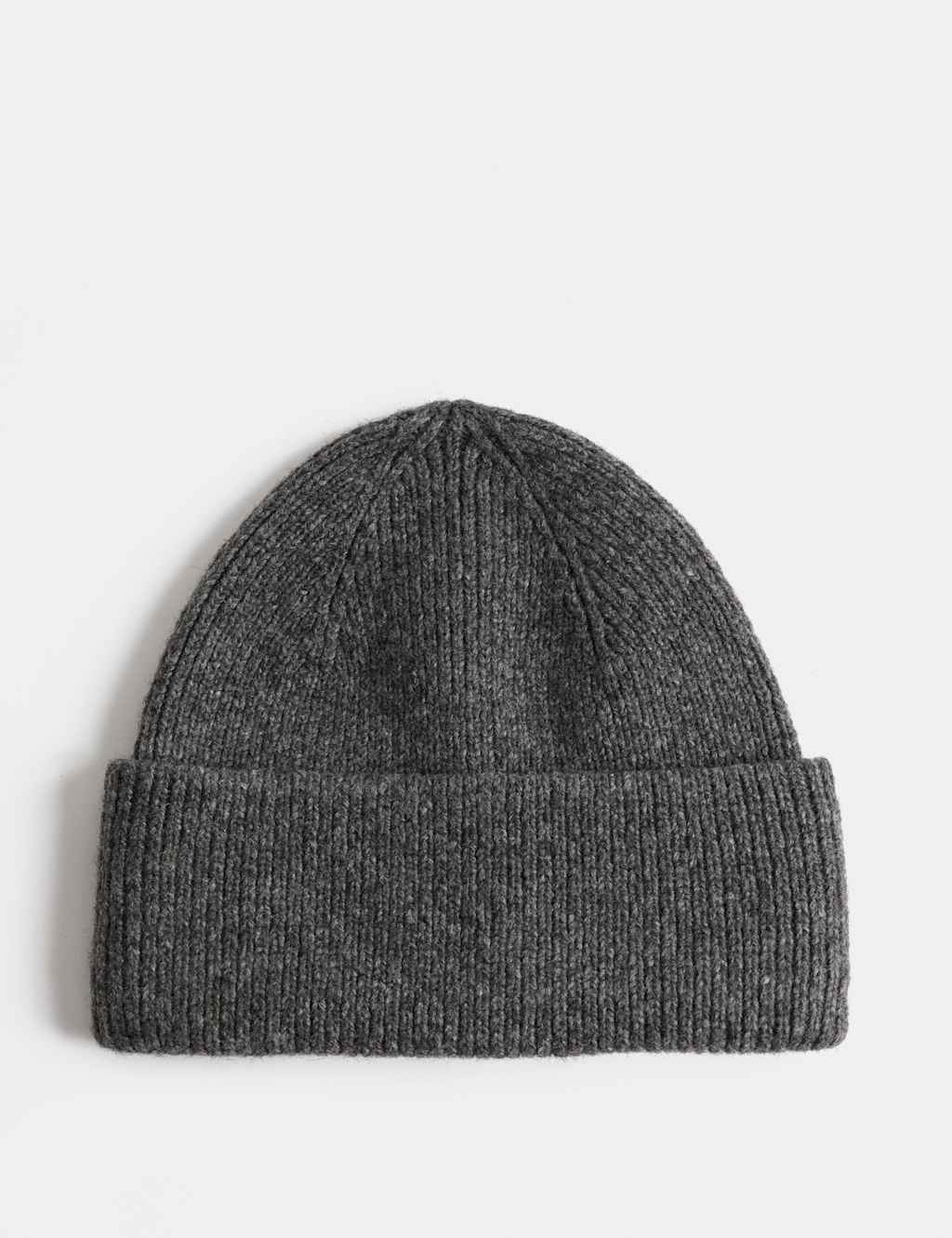 M&S Men's Ribbed Knitted Beanie Hat - Charcoal