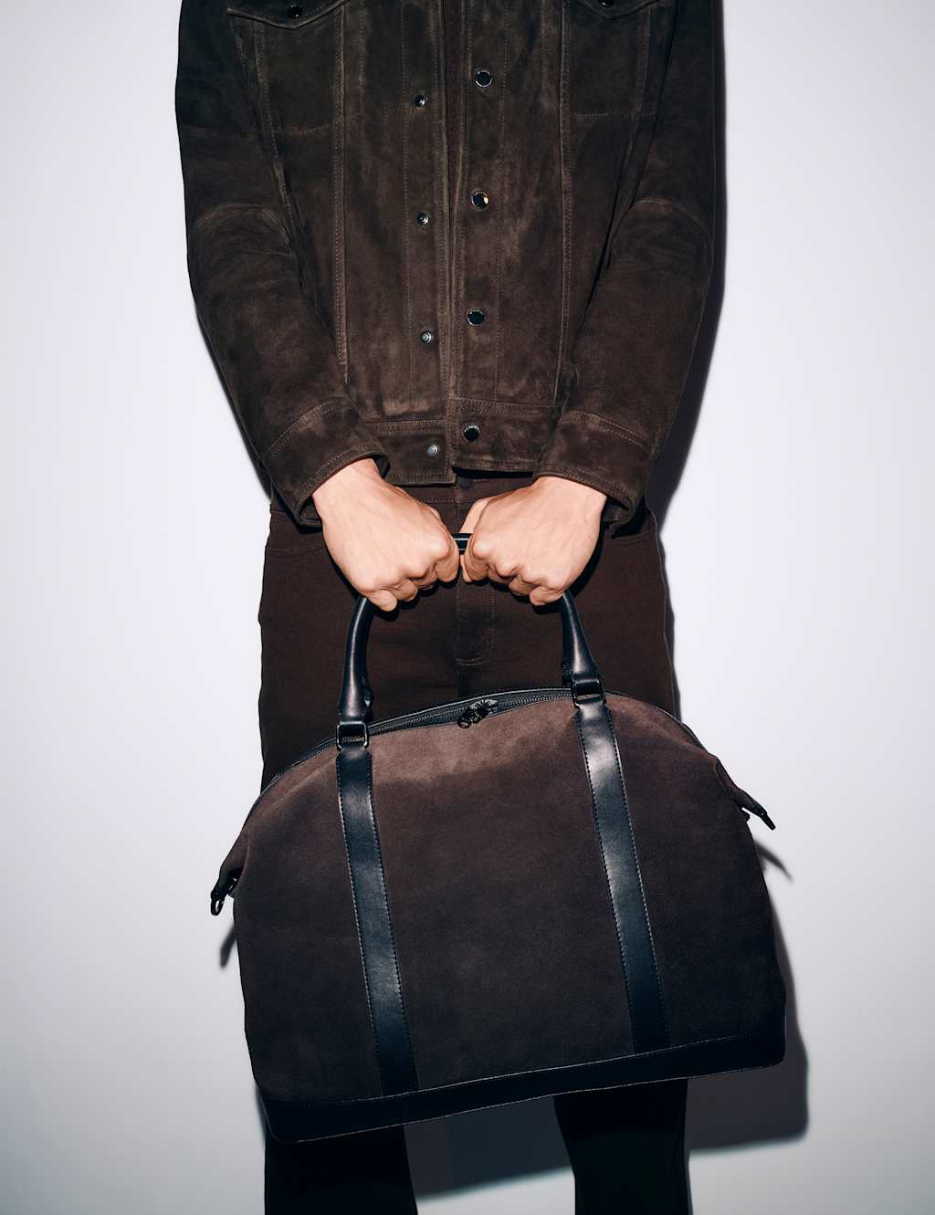 Autograph Suede Weekend Bag Dark Chocolate