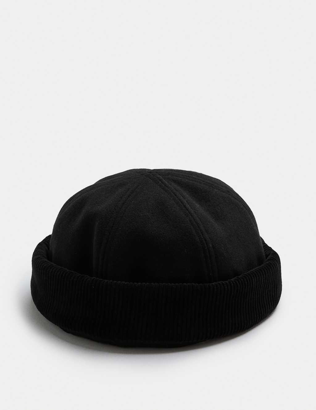 M&S Corduroy Docker Beanie Hat Black