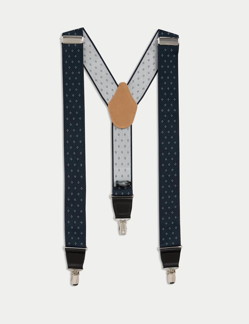 M&S Collection Men's Classic Dot Braces - Dark Navy, Dark Navy