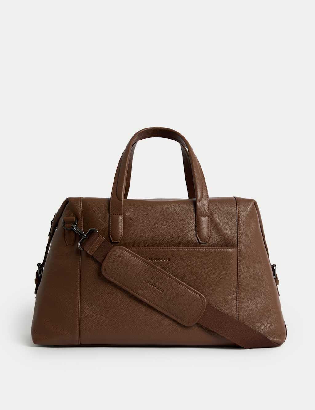 Autograph Men's Casual Leather Weekend Bag - Tan, Black,Tan