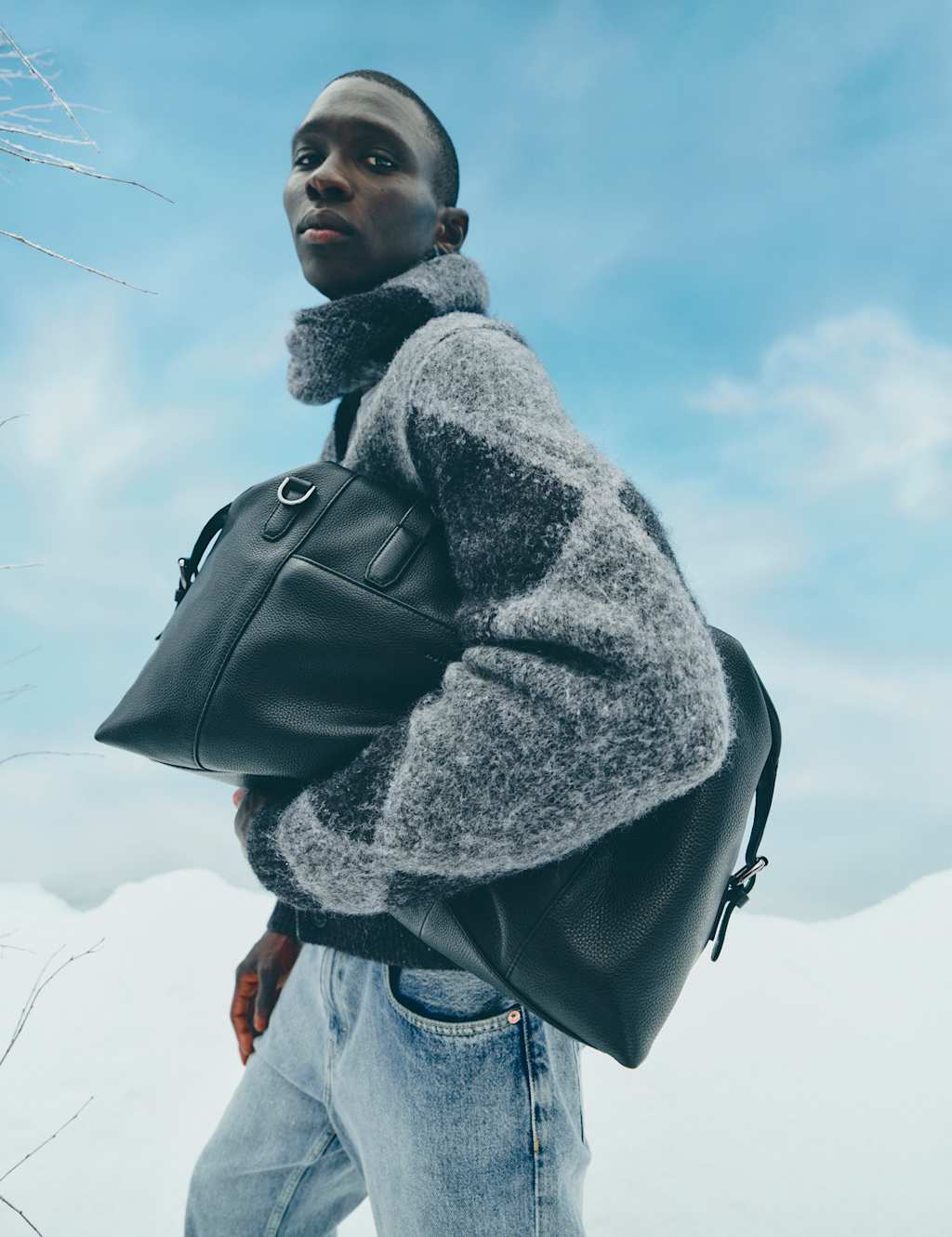 Autograph Casual Leather Weekend Bag Black