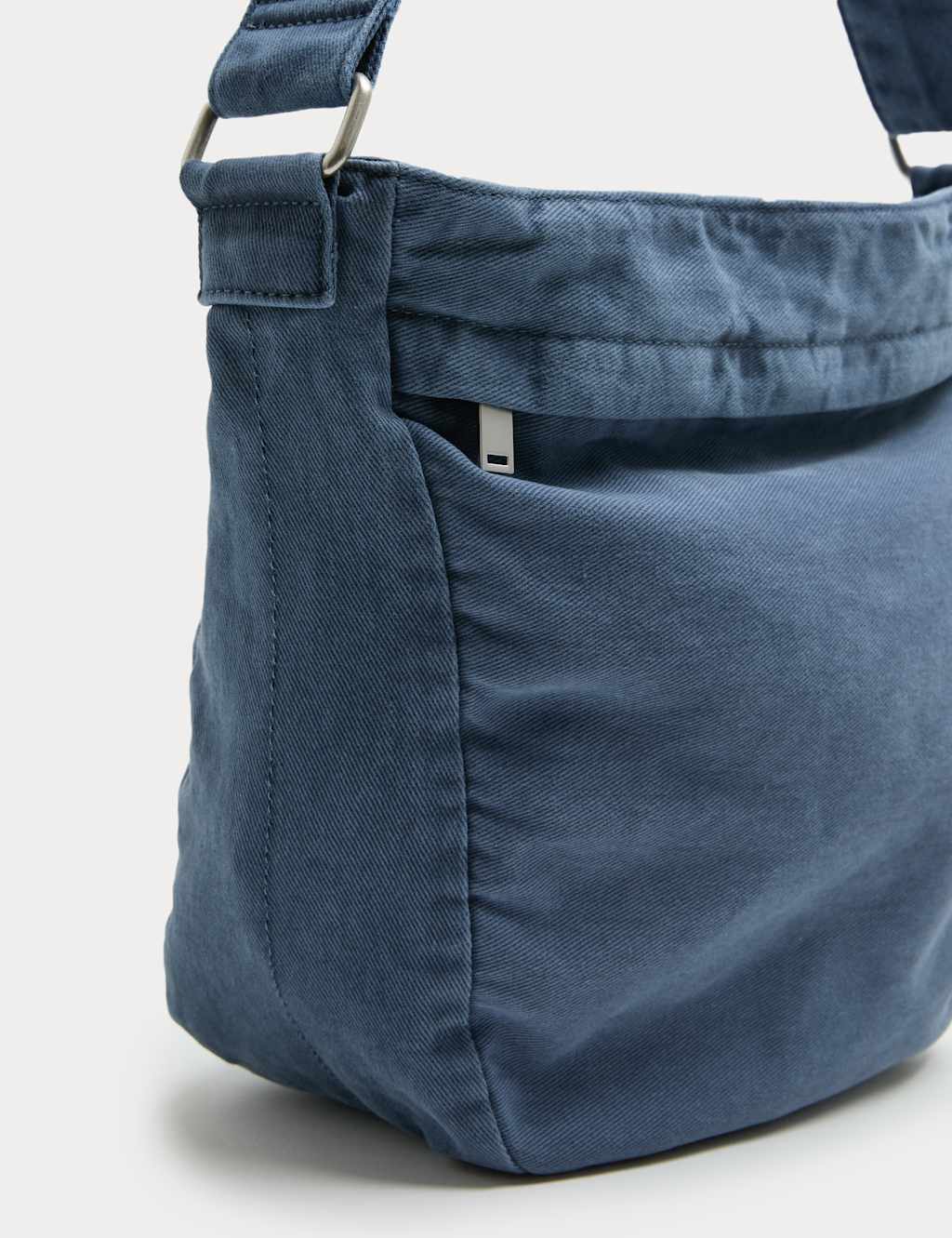 M&S Men's Casual Twill Messenger Bag - Mid Blue