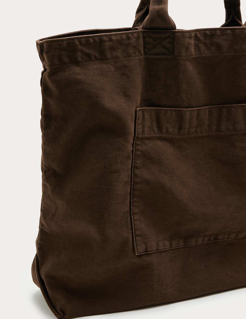 M&S Pure Cotton Textured Twill Shopper Bag Brown