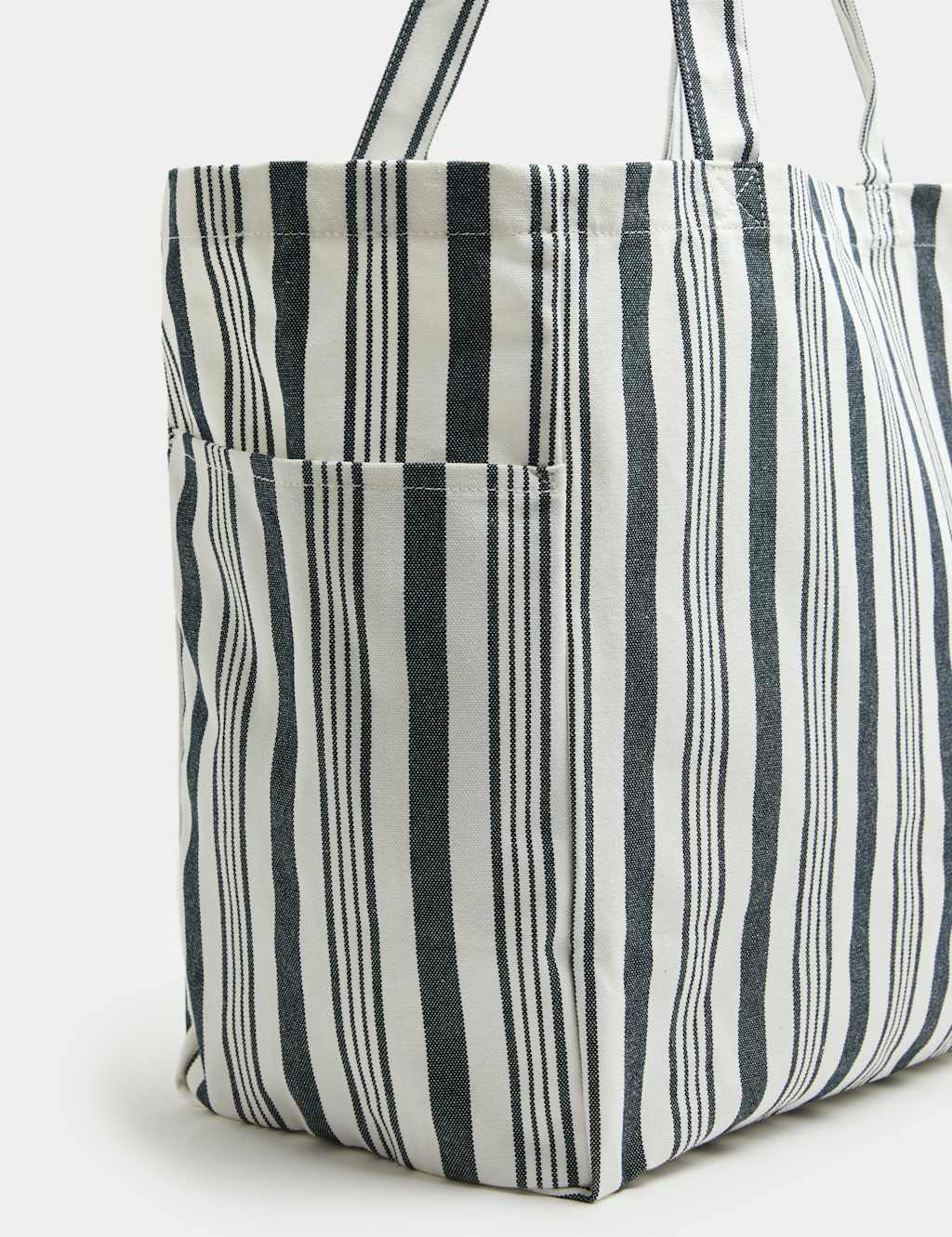 M&S Canvas Striped Shopper Navy Mix