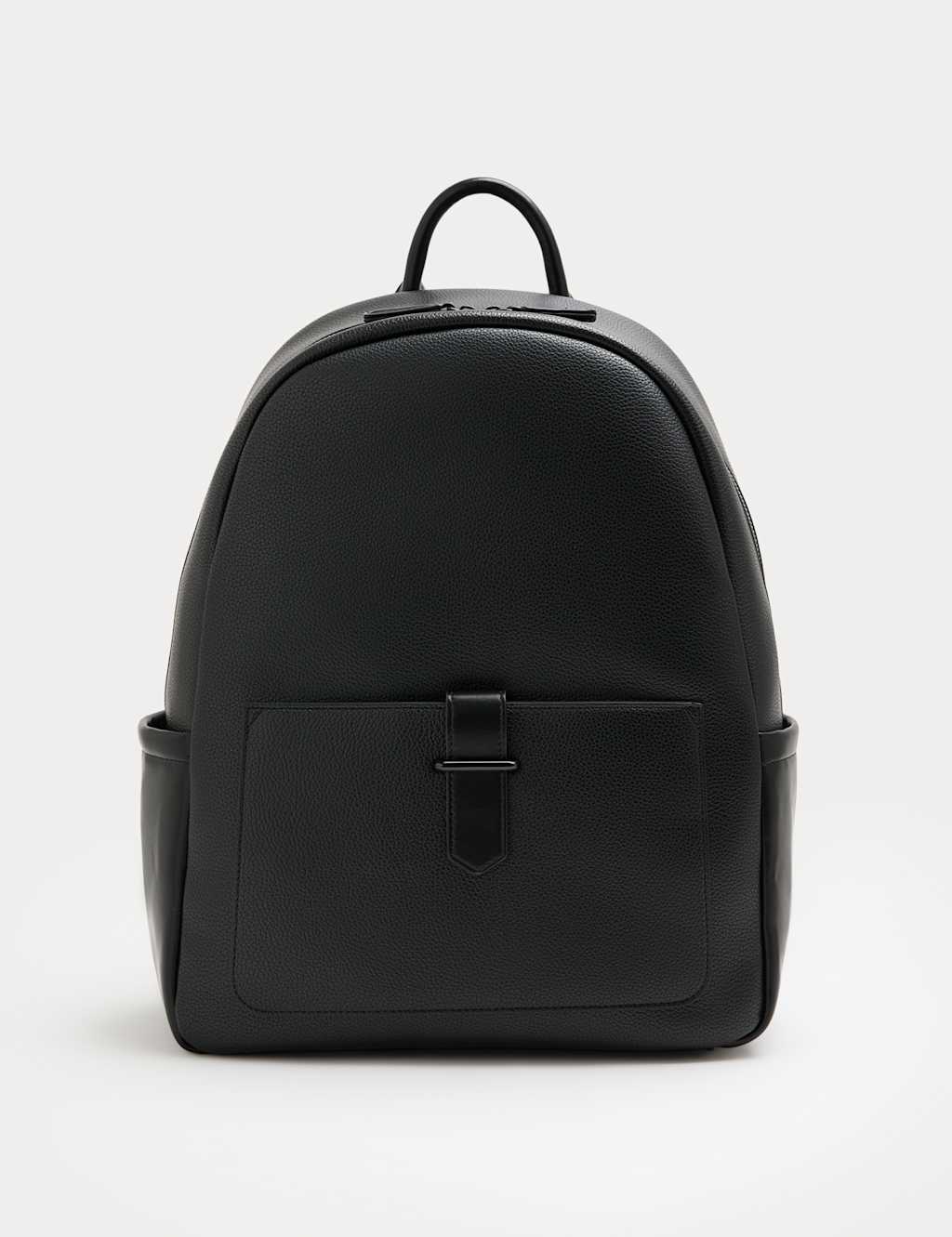 M&S Men's Mock Leather Backpack - Black