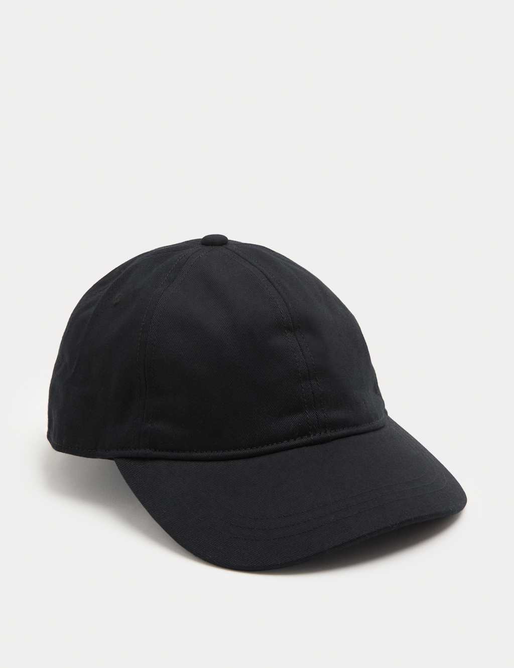 M&S Men's Pure Cotton Baseball Cap - Black