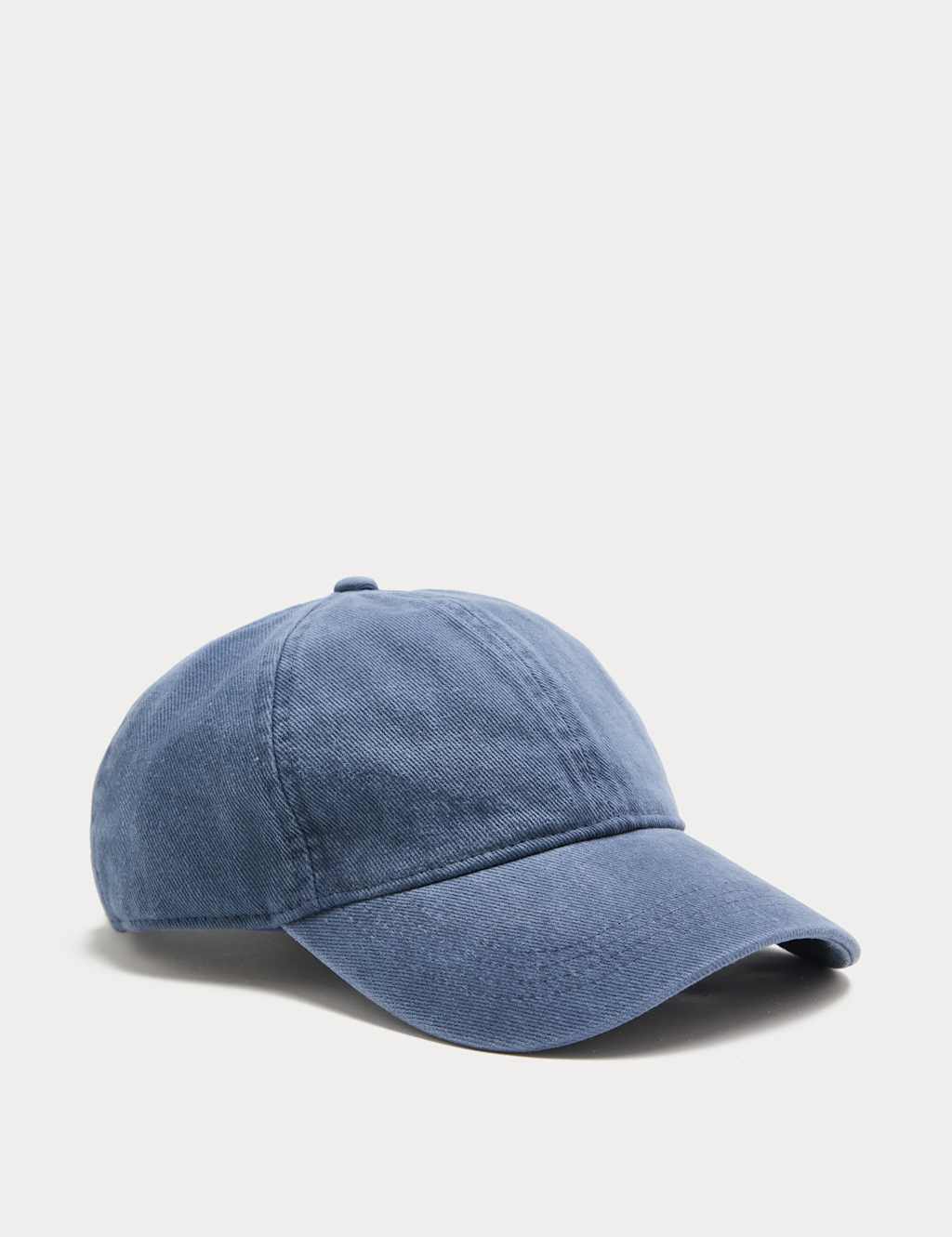 M&S Men's Pure Cotton Washed Baseball Cap - Mid Blue