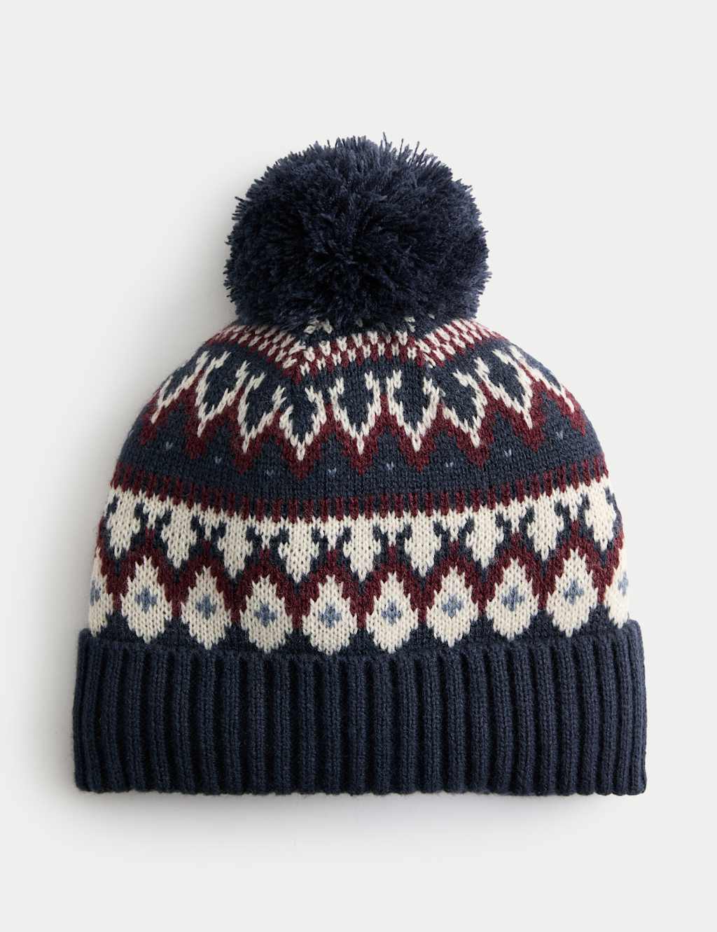 M&S Fair Isle Beanie Hat Navy Mix