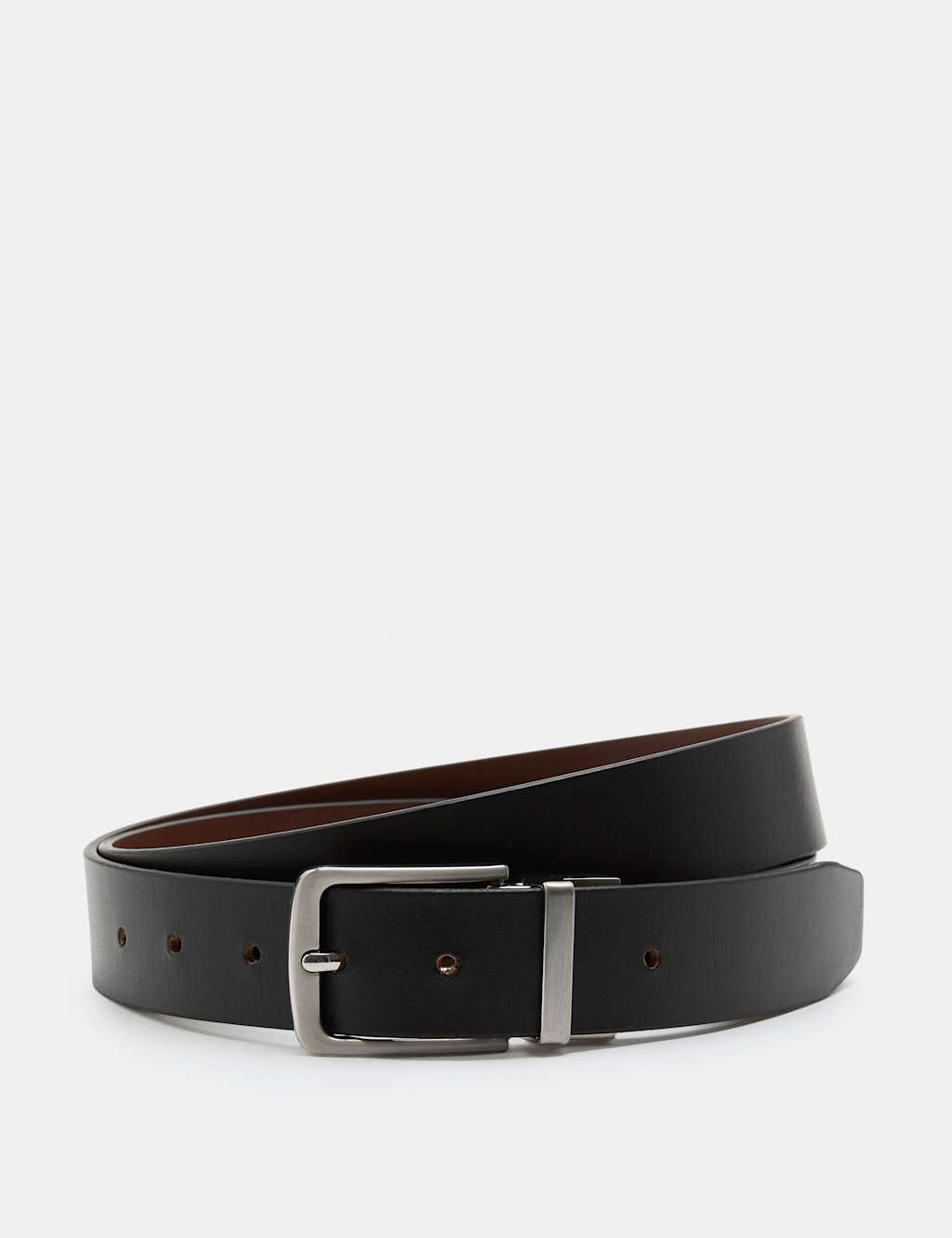 M&S Men's Adjustable Boxed Leather Belt - Black/Brown