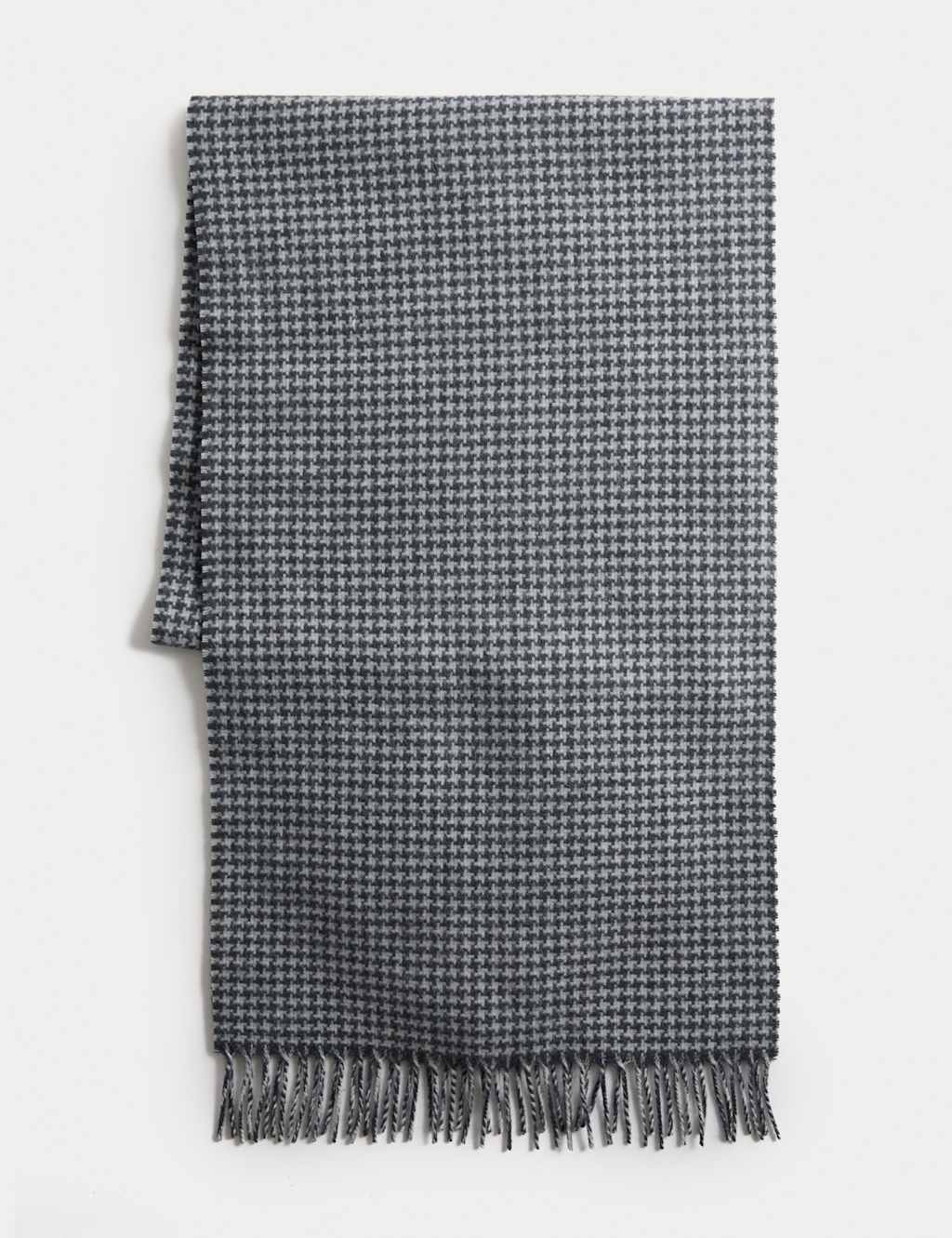 Autograph Merino Wool Dogstooth Scarf Black Mix