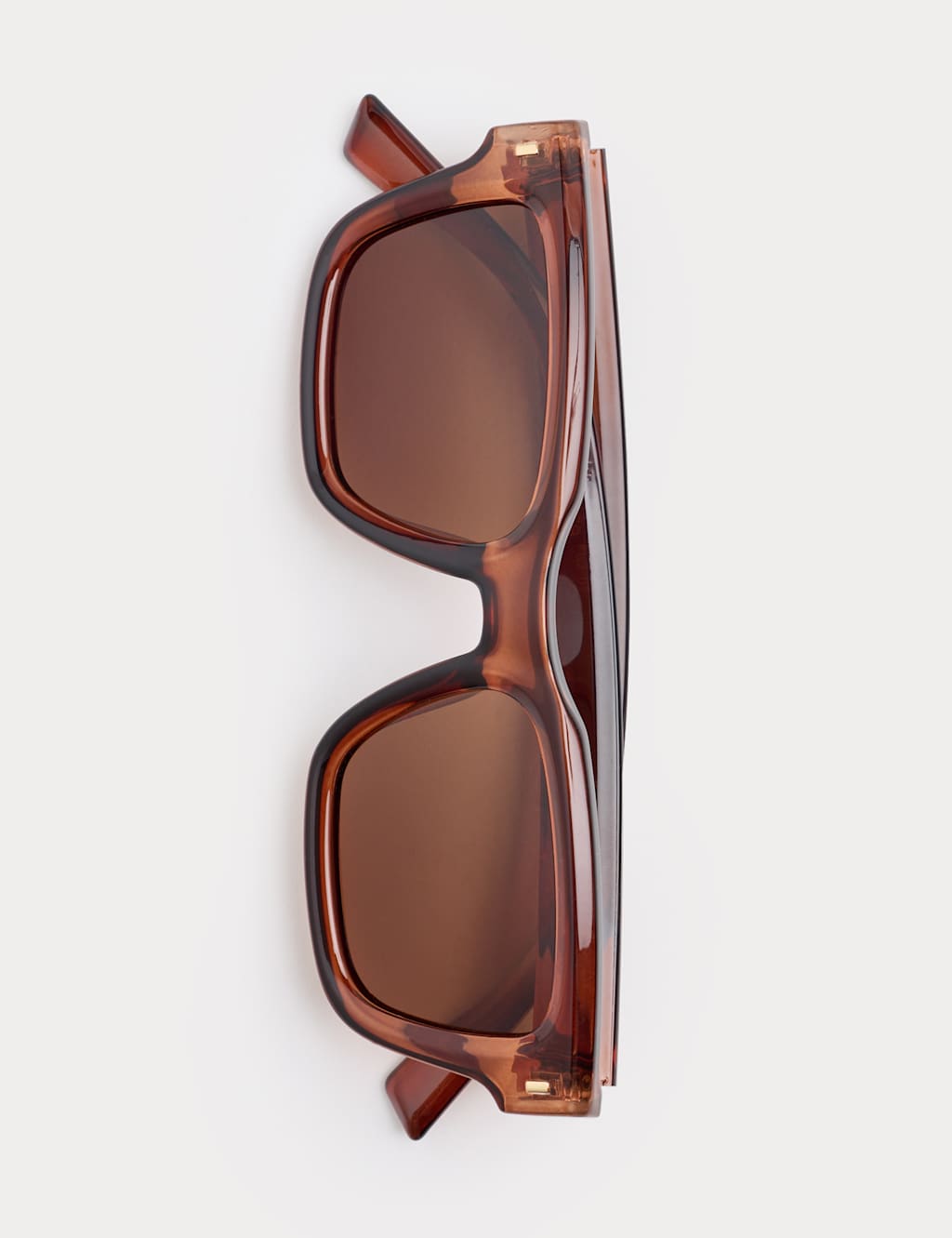 M&S Men's Chunky D-Frame Polarised Sunglasses - Brown