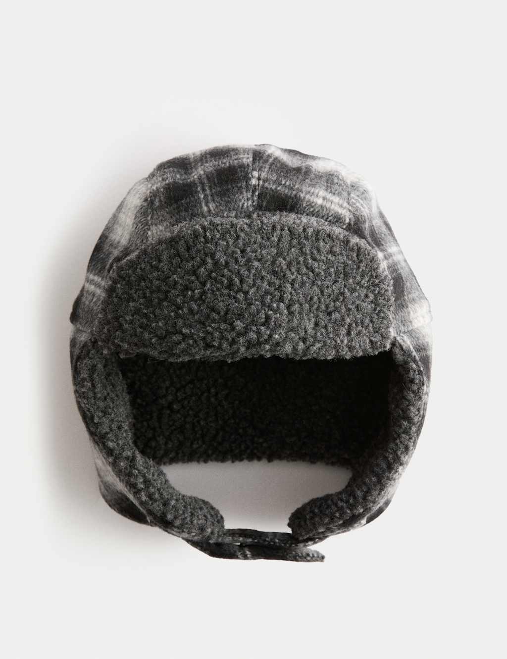 M&S Checked Trapper Hat Grey Mix