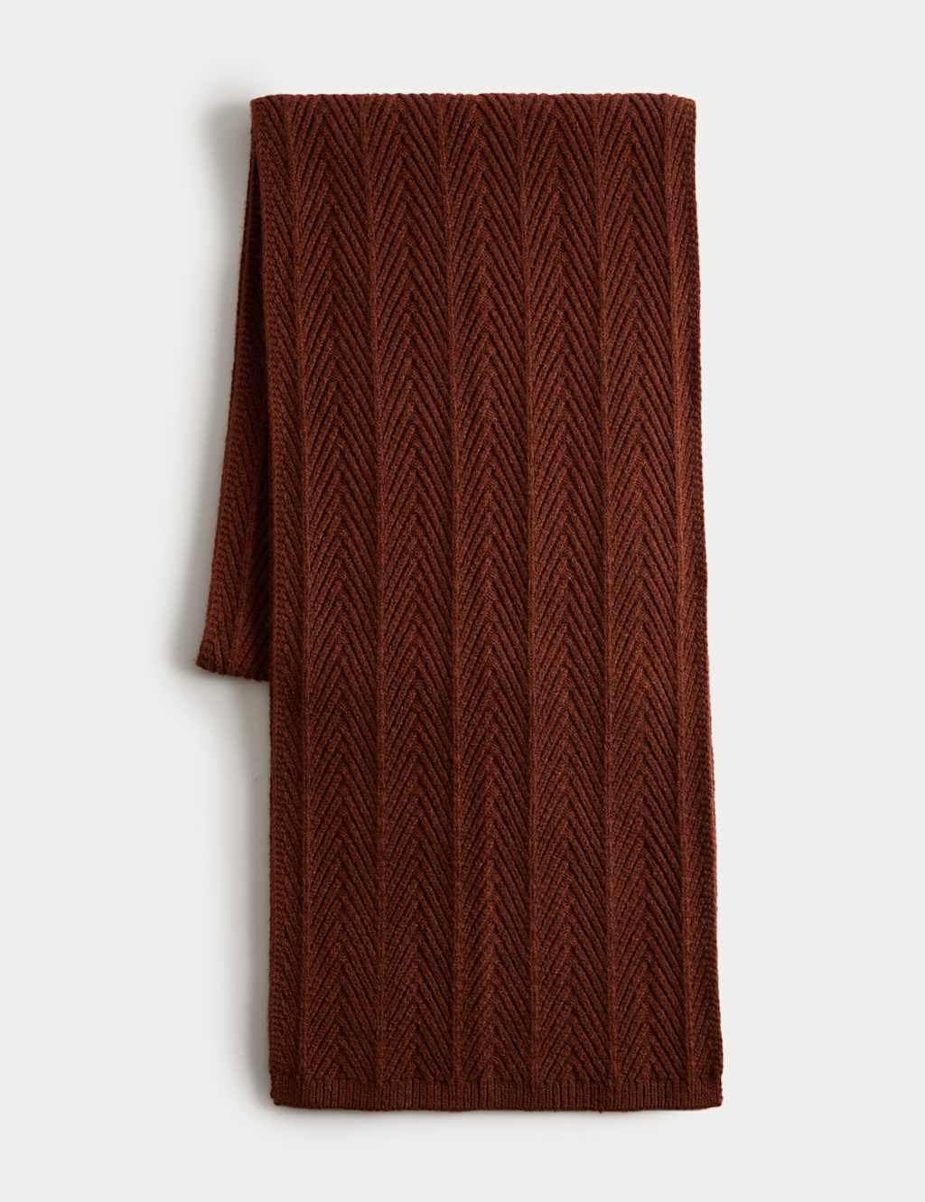 M&S Herringbone Scarf Redwood