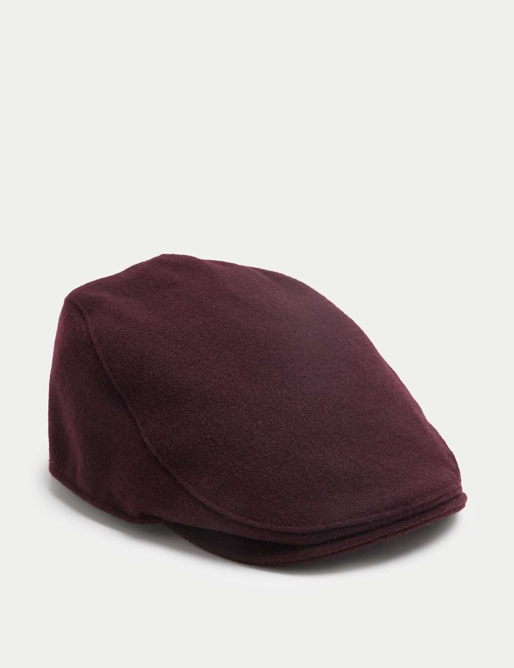M&S Wool Rich Flat Cap Dark Burgundy