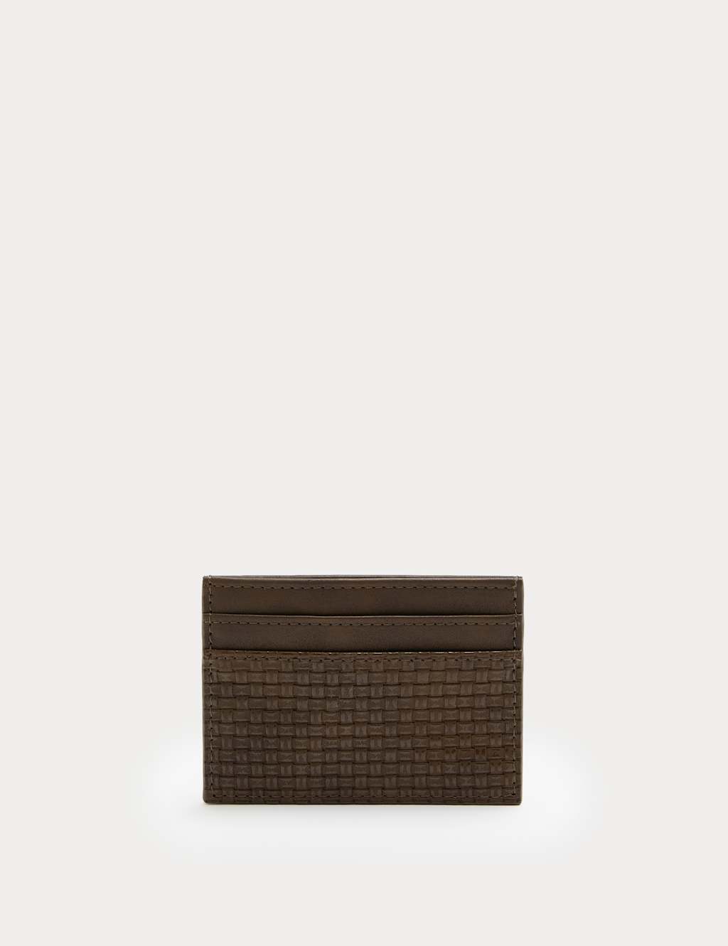 M&S Men's Textured Faux Leather Card Holder - Brown