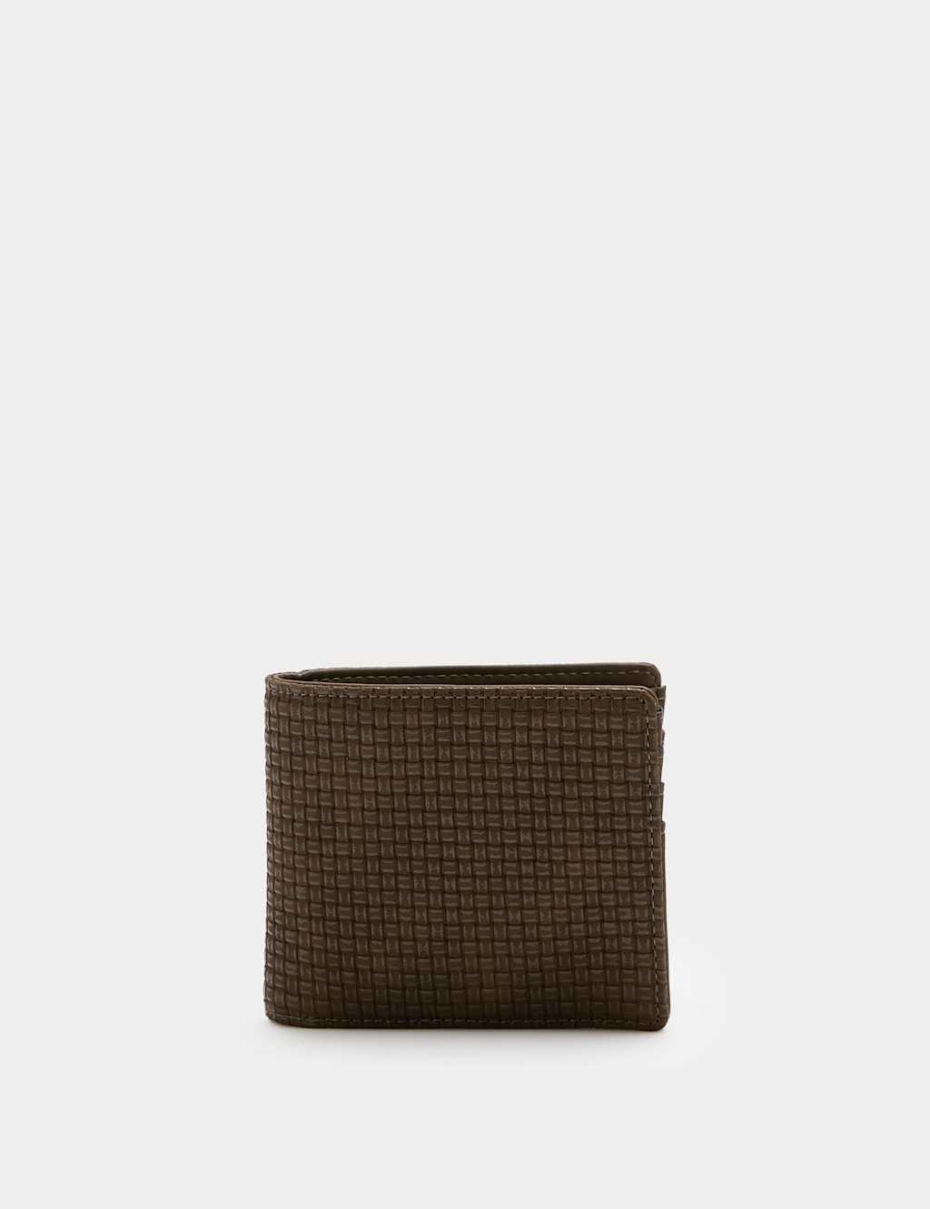 M&S Men's Faux Leather Textured Bi-Fold Wallet - Brown