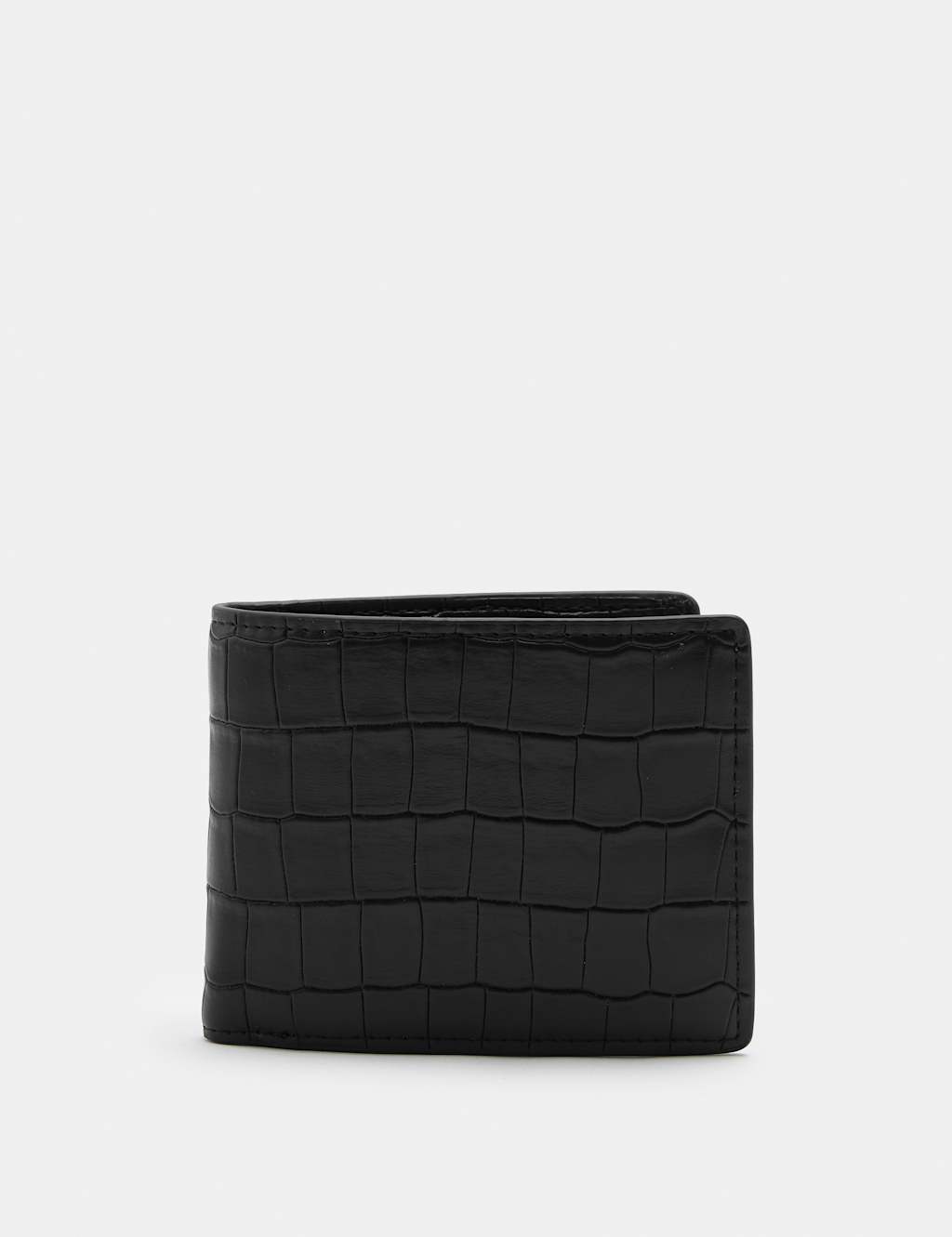 M&S Men's Mock Croc Leather Bi-fold Wallet - Black