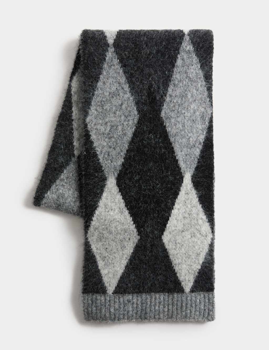 M&S Collection Men's Argyle Scarf - Black Mix, Black Mix