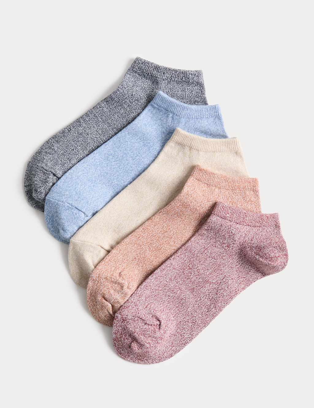 M&S Men's 5 Pack Cool & Fresh Trainer Liners - 12½-14 ½ - Multi