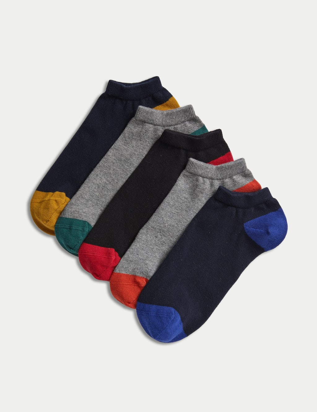 M&S Collection Men's 5pk Cool & Fresh™ Cotton Rich Trainer Socks - 6-8.5 - Multi, Multi