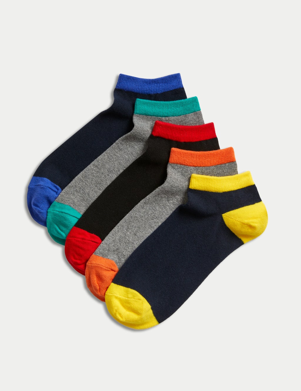 M&S 5pk Cool & Fresh Cotton Rich Trainer Socks Multi