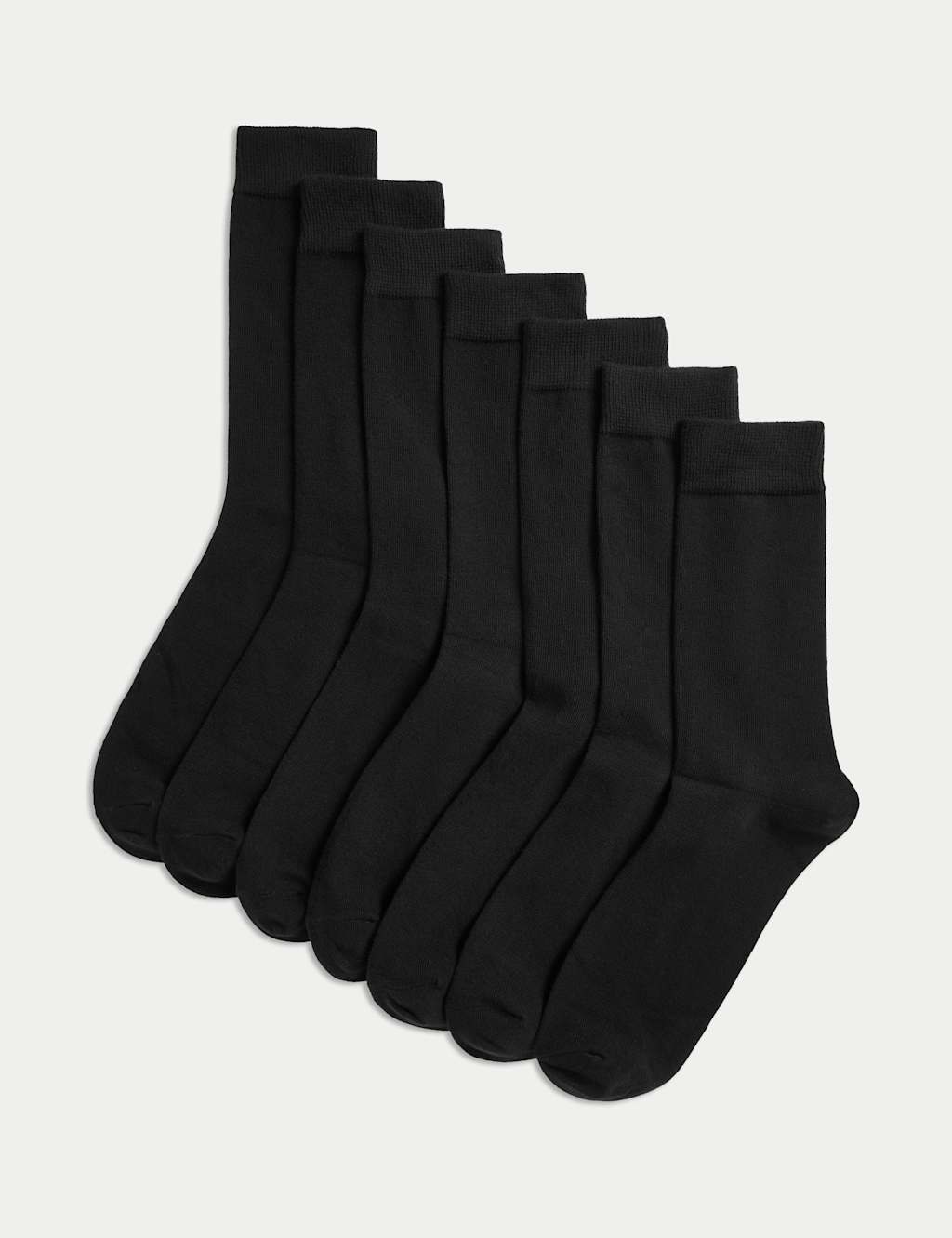 M&S Collection Men's 7pk Cotton Rich Socks - 12-14 - Black, Black