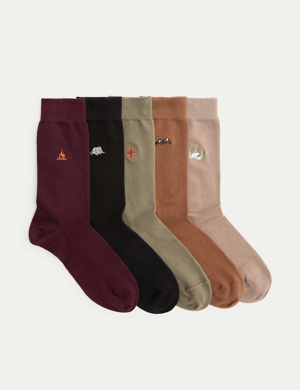 M&S 5pk Cool & Fresh Outdoor Cotton Rich Socks Multi