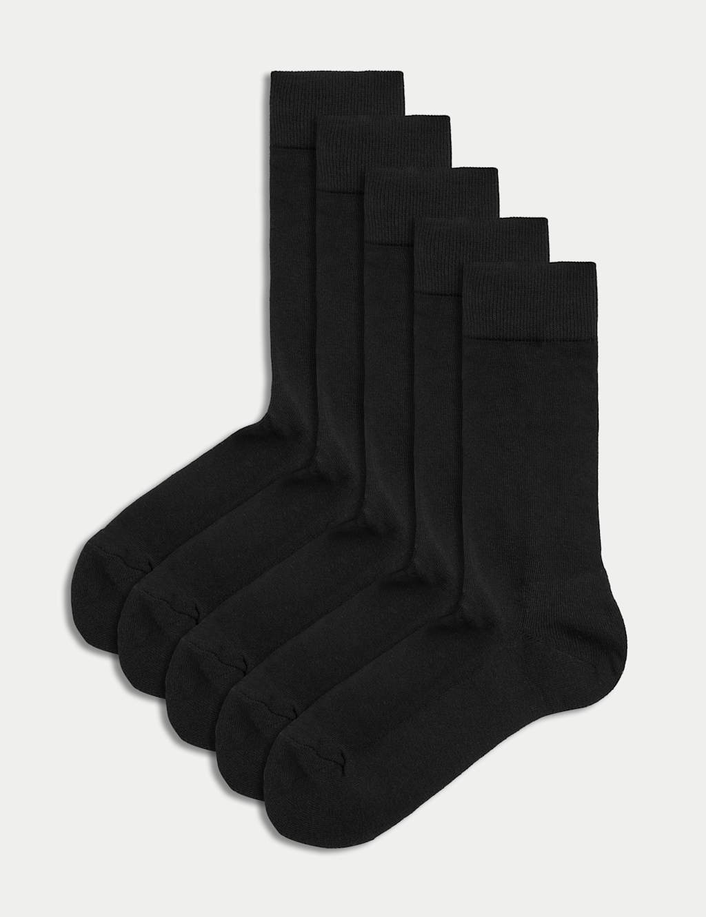 M&S 5pk Cool & Fresh Cotton Rich Light Cushioned Socks Black