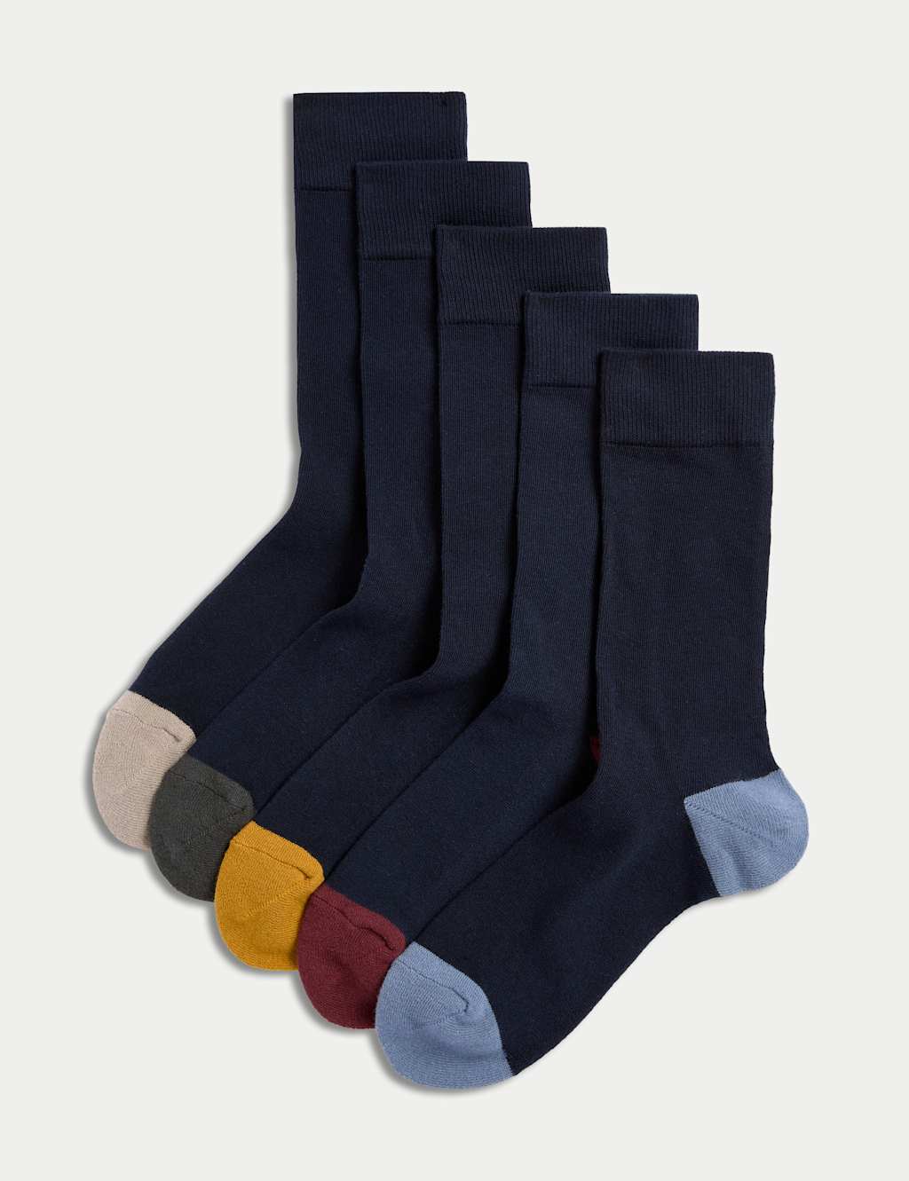 M&S 5pk Cool & Fresh Cotton Rich Light Cushioned Socks Navy Mix