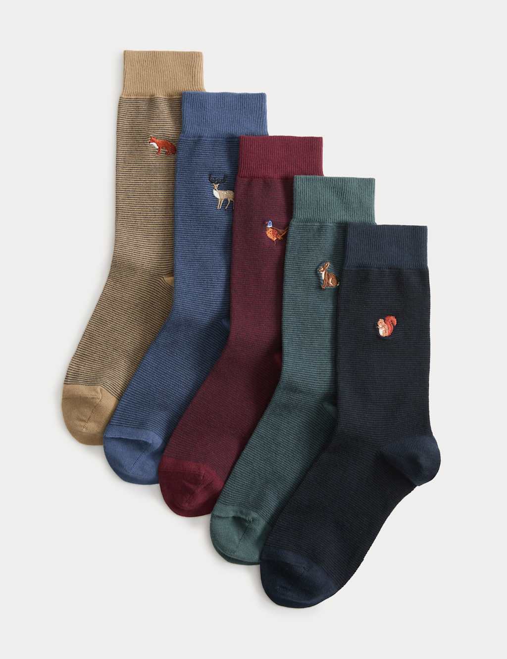 M&S Men's 5 Pack Cool & Fresh Woodland Socks - 6-8 ½ - Multi