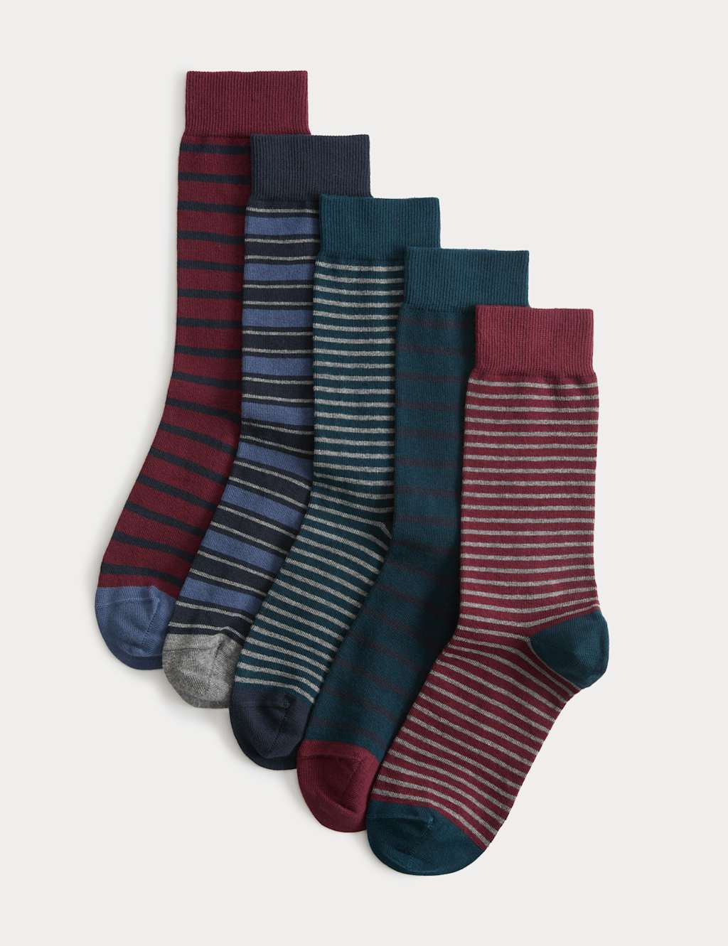 M&S Men's 5 Pack Cool & Fresh Striped Socks - 6-8 ½ - Multi