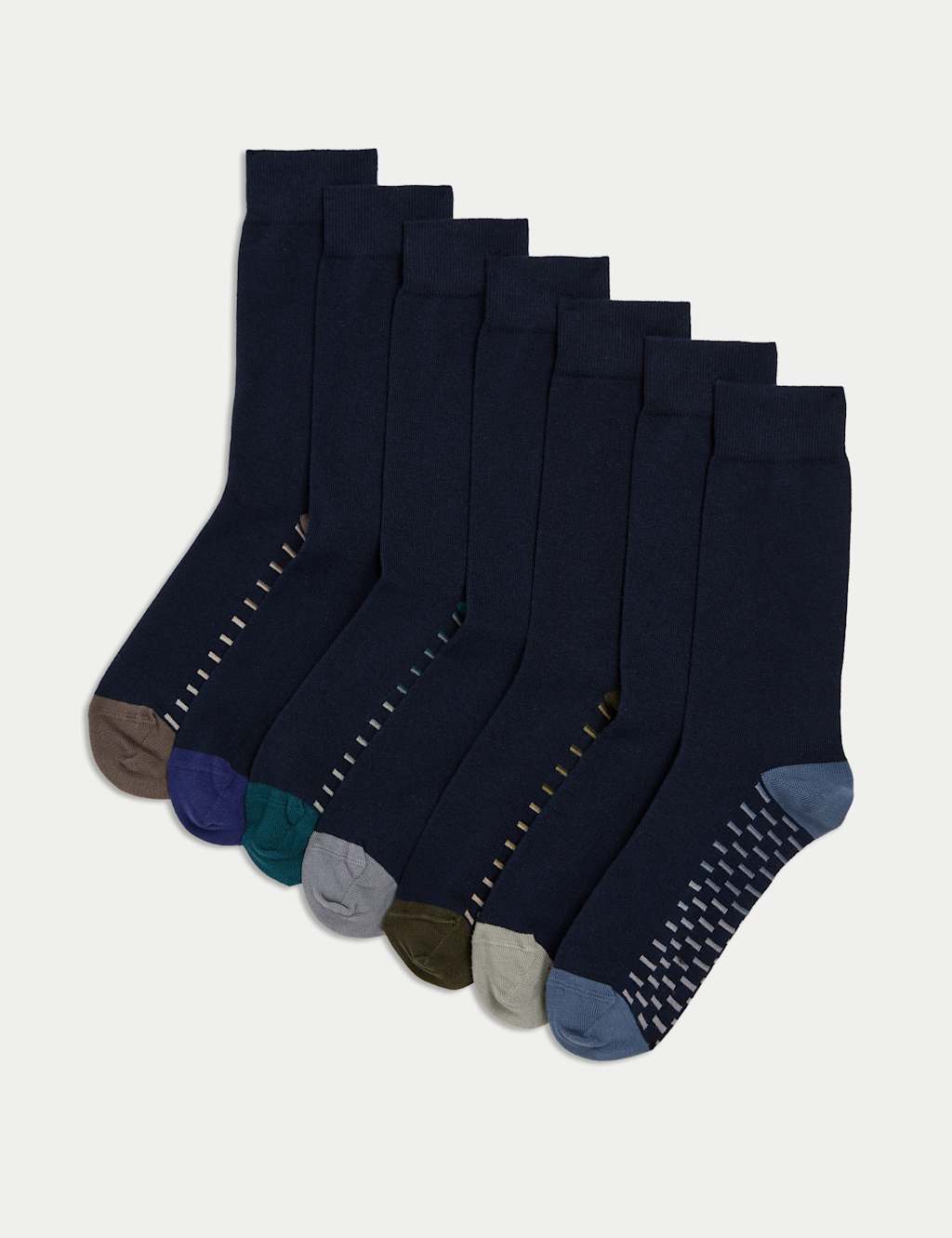 M&S 7pk Cool & Fresh Cotton Rich Socks Navy Mix