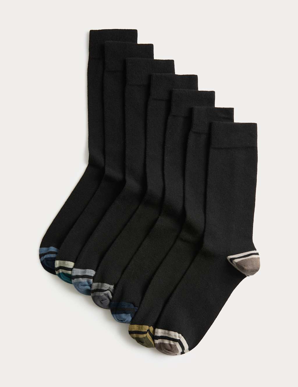 M&S 7pk Cool & Fresh Cotton Rich Socks Black Mix