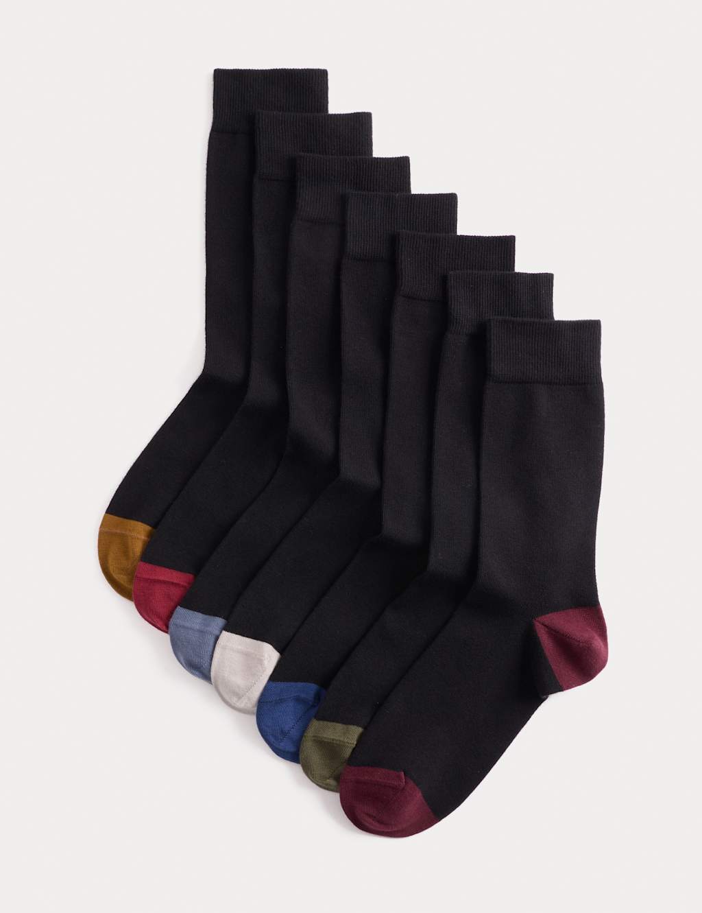 M&S Collection Men's 7pk Cool and Fresh Cotton Rich Socks - 9-12 - Black Mix, Black Mix