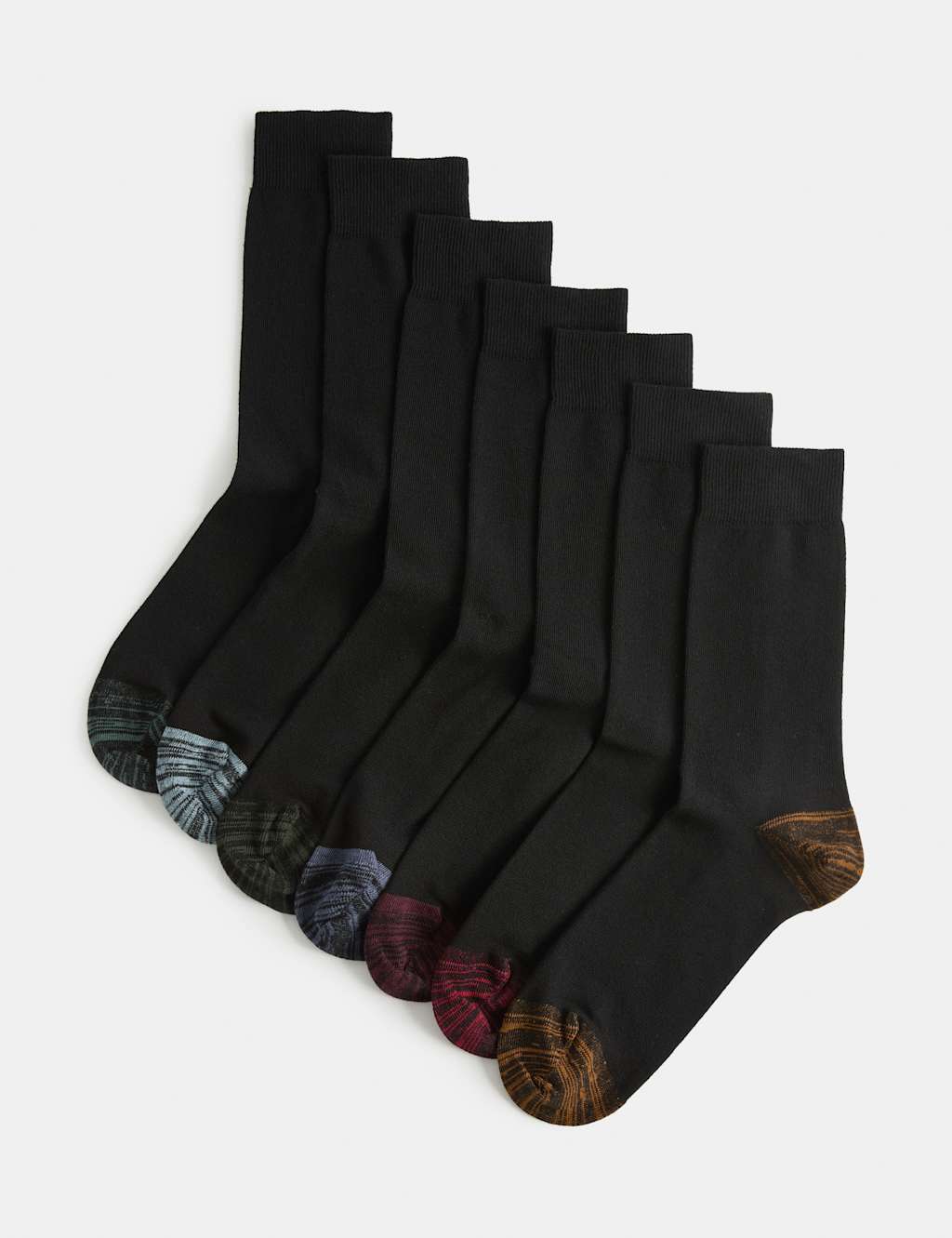M&S Men's 7 Pack Cool & Fresh Cotton Rich Socks - 6-8 ½ - Black Mix