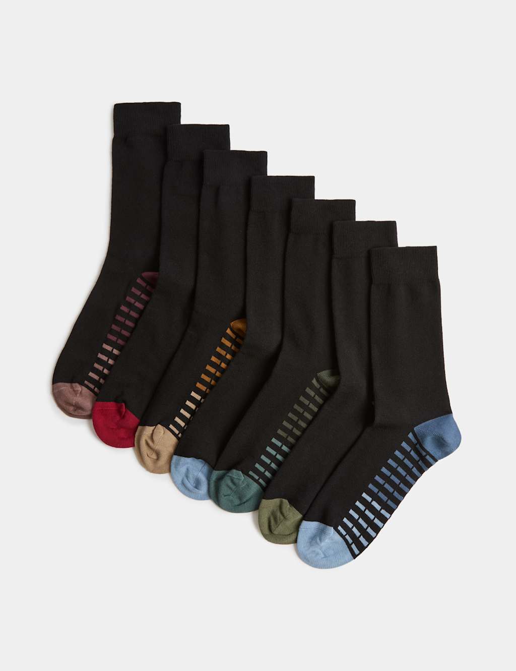 M&S Men's 7 Pack Cool & Fresh Cotton Rich Socks - 12½-14 ½ - Black Mix