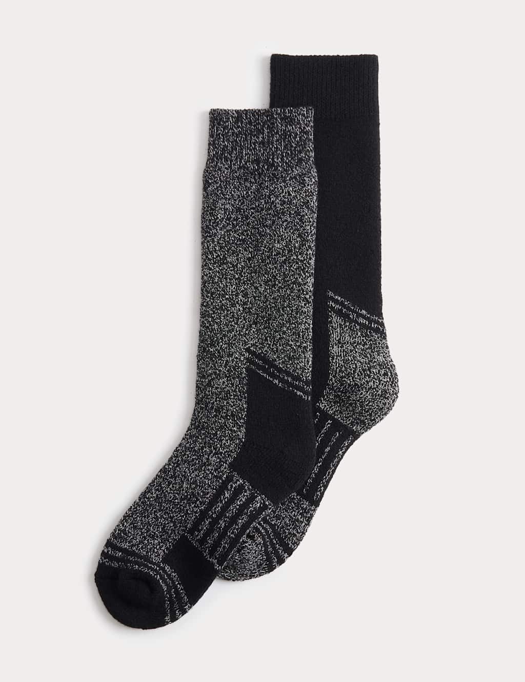 M&S Men's 2 Pack Freshfeet Heavyweight Work Socks - 12½-14 ½ - Black/Black